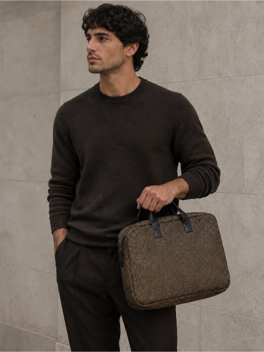 Borbonese Flexos Large Carry On Laptop Travel Bag Italian